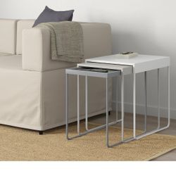 IKEA 3 Metal Gray White Multiple Use Nesting Hidden Side Table 