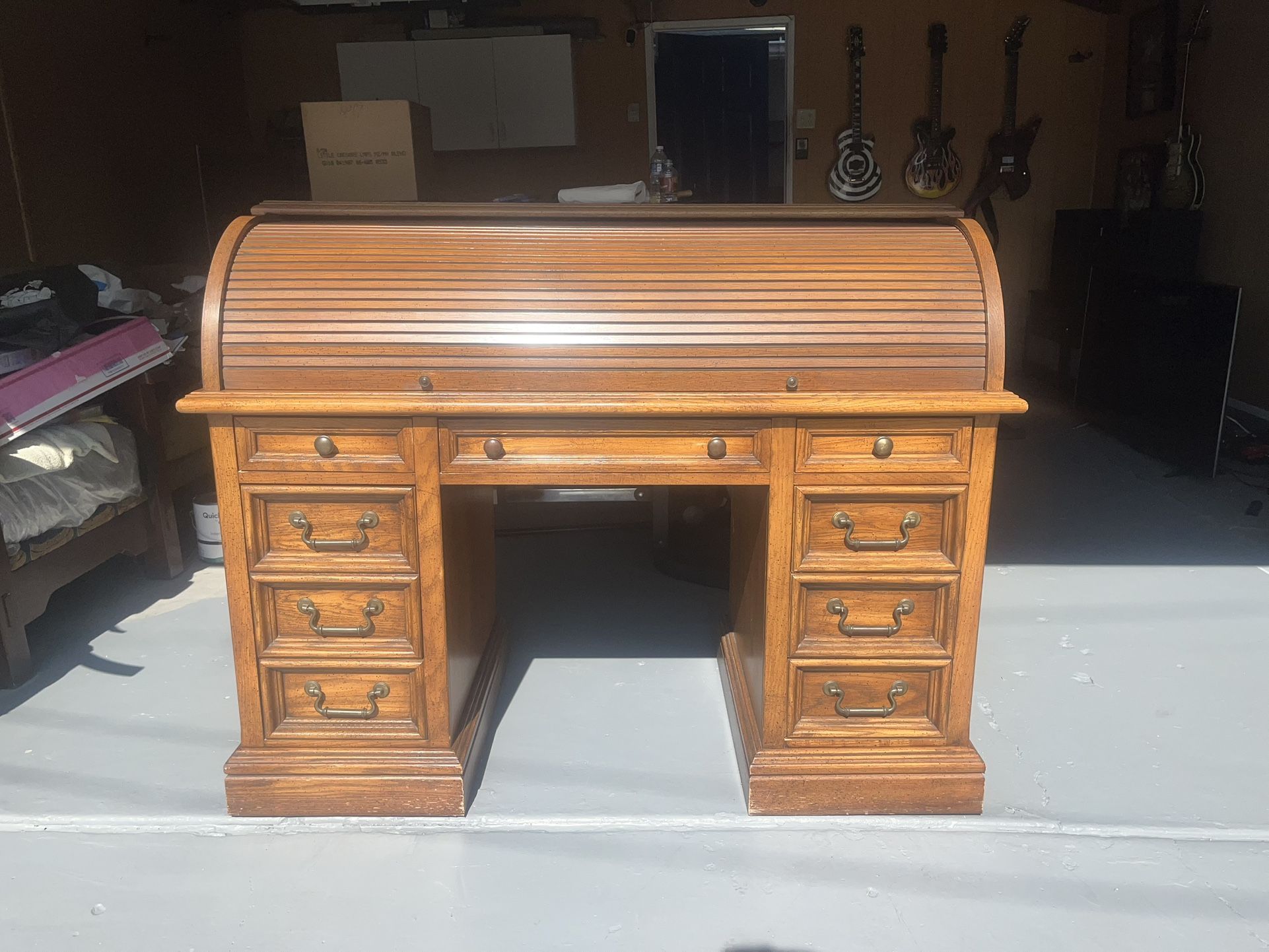 ANTIQUE DUAL & ROLL TOP DESK