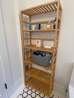 Bamboo storage cabinet stand organizer