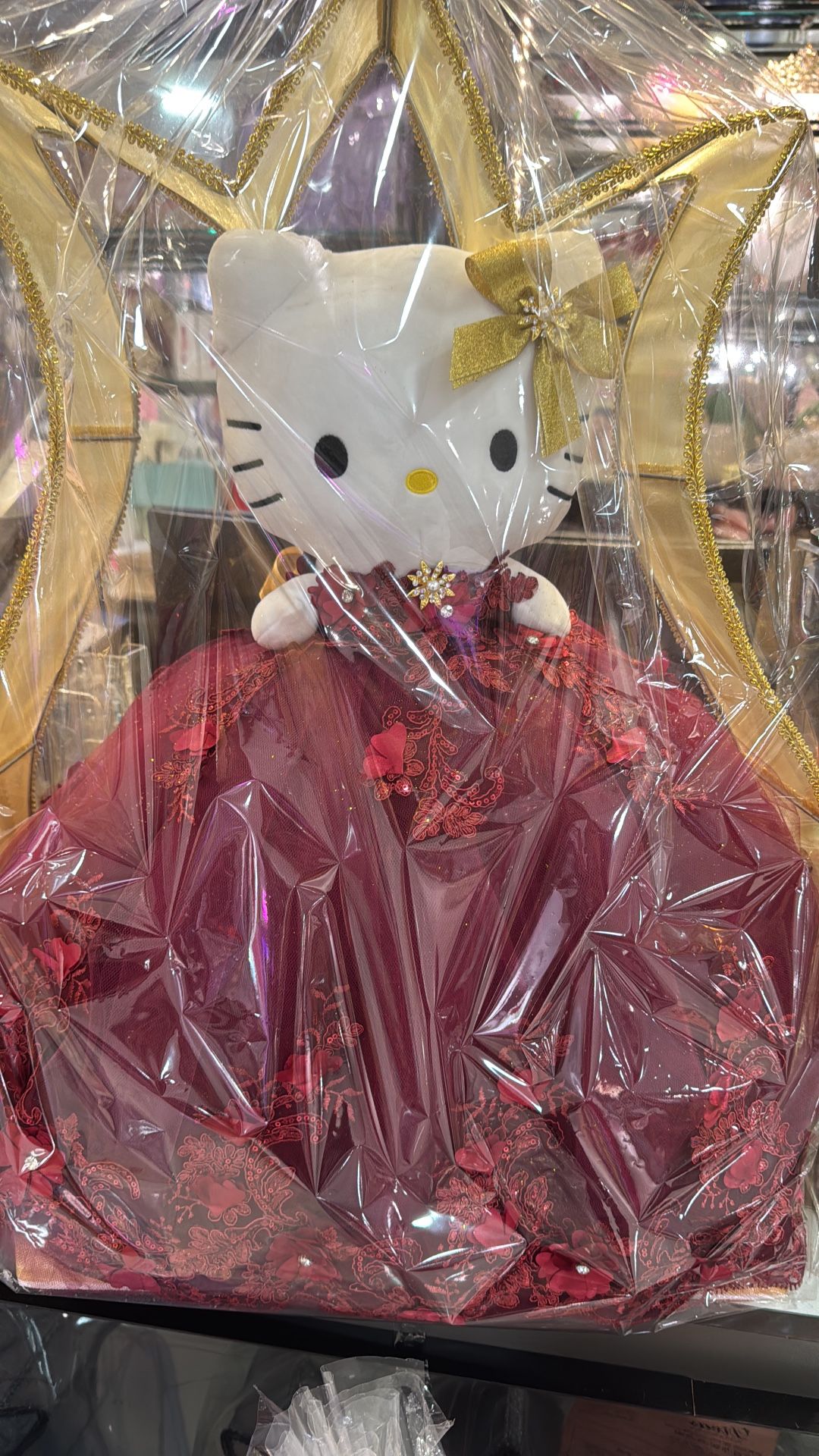 Hello kitty Quince dress Burgundy Red Gold Toy
