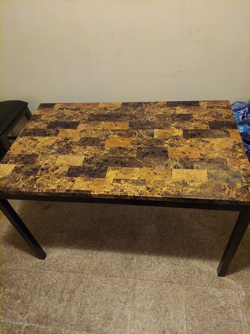 Flaux Wood/Marble Natural Finish Kitchen Table