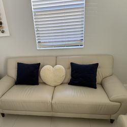 Cream Leather Sofa 