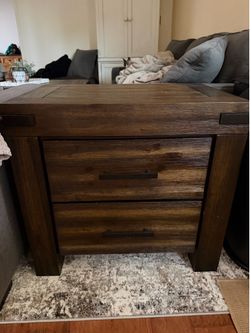 Solid wood two drawer side table or nightstand