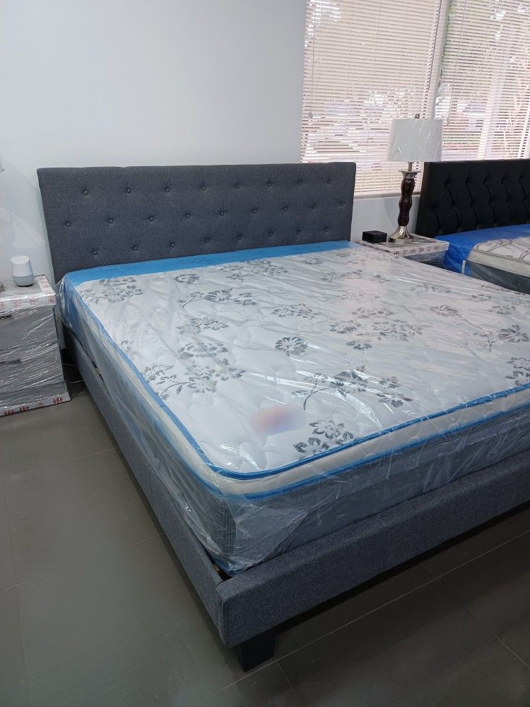 KING size NEW Boxed Bed Frame And Pillow Top Mattress
