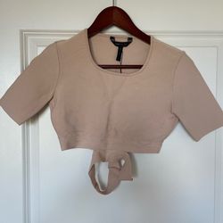 BCBGMAXAZRIA beige crop top features a unique