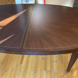 Table length 76”,  width 44”. two tables inserts, 22” each. 