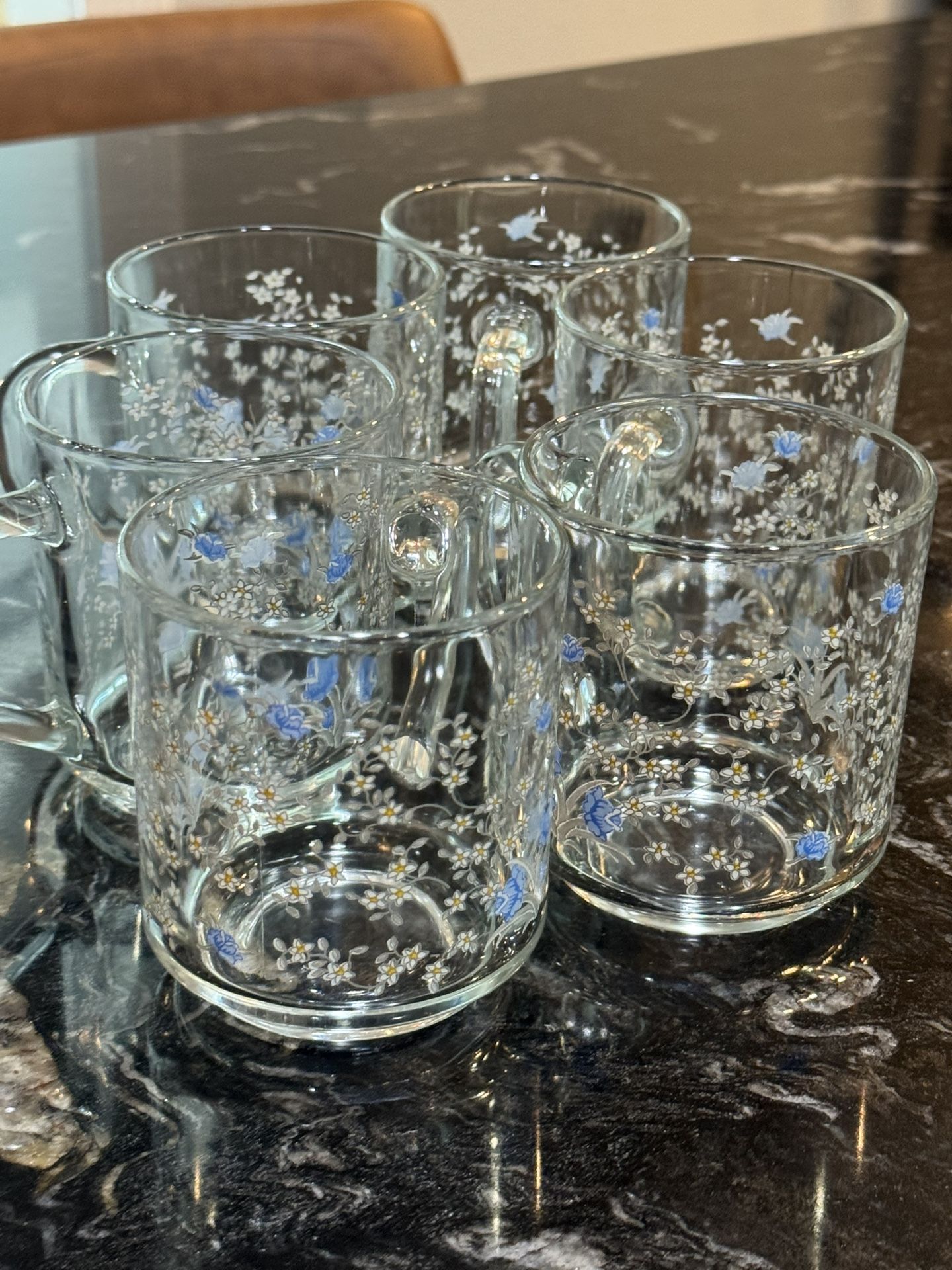 Romantique by ARCOPAL Floral 8 Oz Glass Vintage Set Of 6 Cups