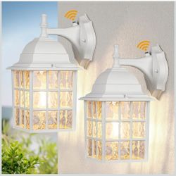 Dusk to Dawn Outdoor Lighting Fixtures - Sensor Exterior Lights, White Porch Lights, Waterproof Wall Lanterns for Garage, Front Door