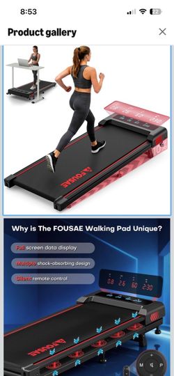 Brand New Walking Pad with Incline, FOUSAE 6.2MPH Walking Pad Under Desk Treadmill with 10% Incline, Full Screen LED Display, 2.75HP Brushless Drive,