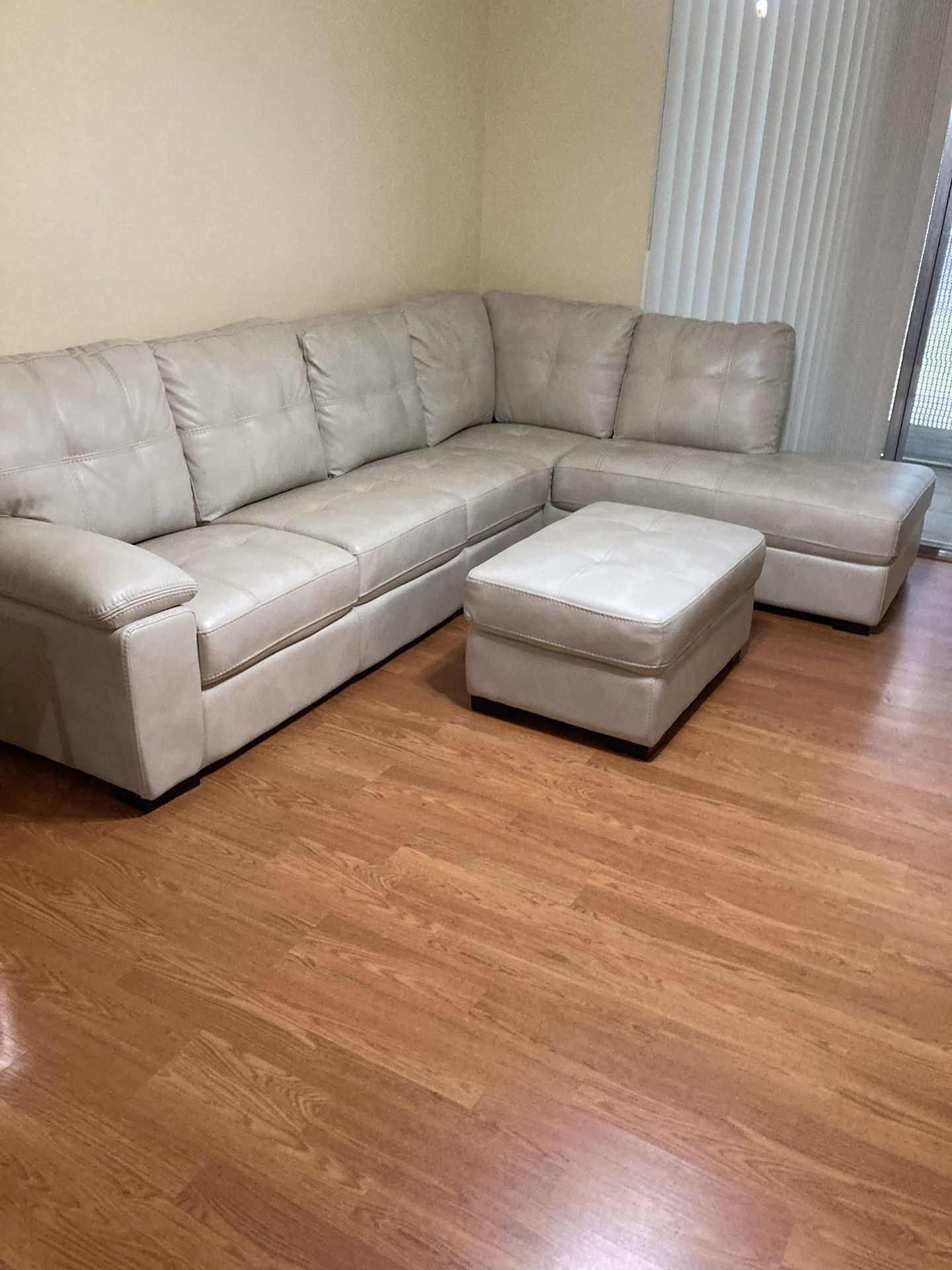 Leather Sofa With Ottoman 