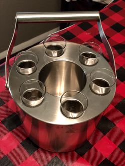 Wine Bottle Chiller W/ 6 Shots glasses -STAINLESS STEEL!!