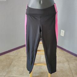 Inspired heart large black with pink stripe leggings

