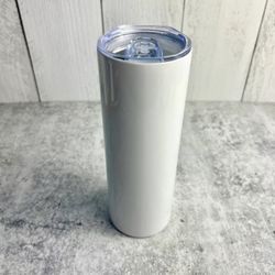 20oz Sublimation White Skinny Tumbler Stainless Steel Insulated Kocdam, No Straw