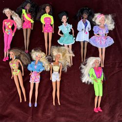 Lot Of 10 Mattel Barbie Dolls