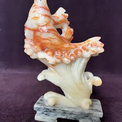 Chinese Soapstone Carving Koi Fish Orange