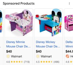 Disney Mickey Mouse and Minnie mouse Chair Desk with Storage Bin