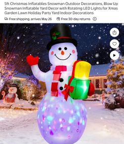 5ft Christmas inflatables snowman