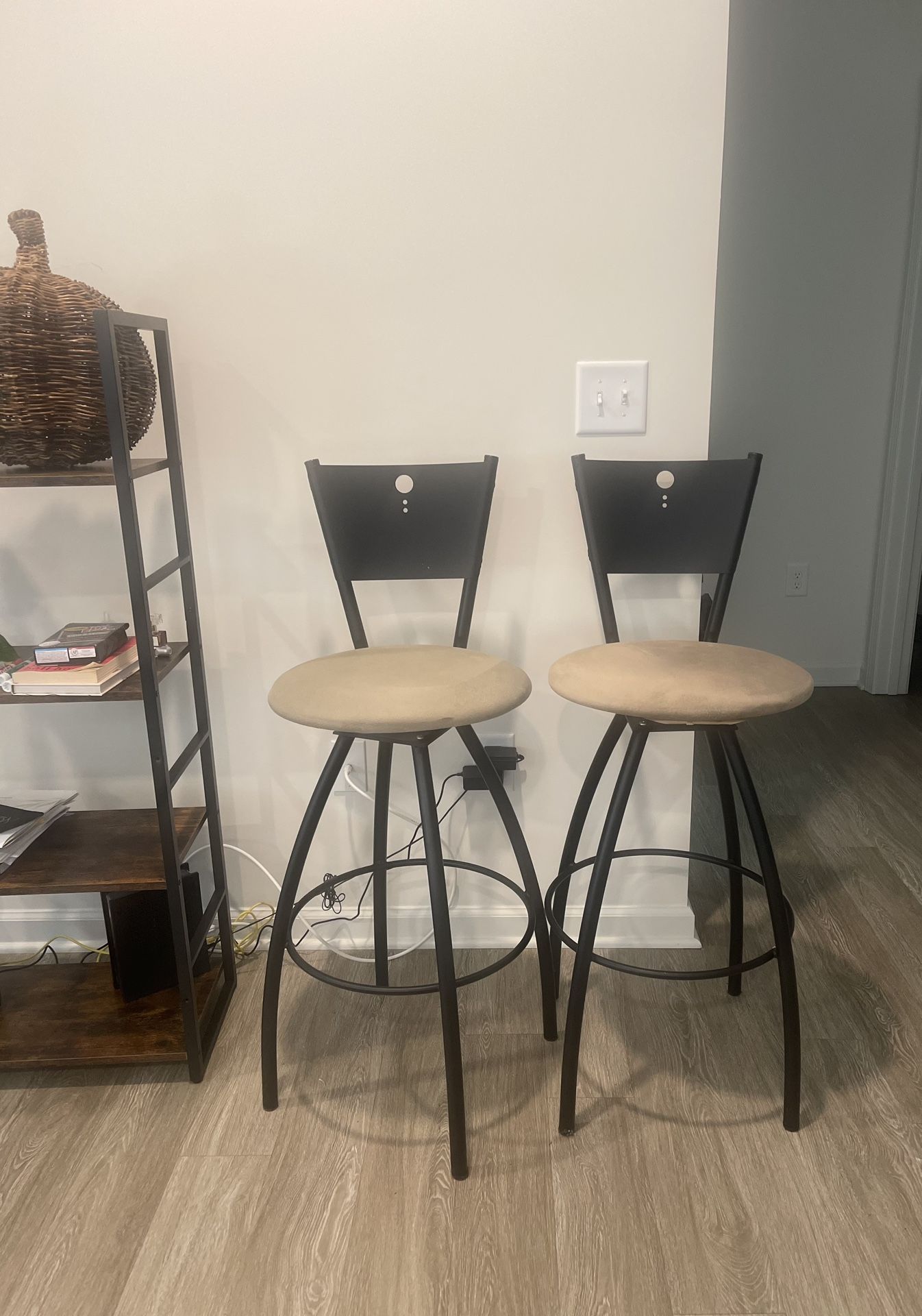 Black & Tan Suede Bar Stools