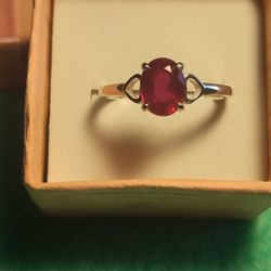 1.75ct Ruby Heart Cutout Sterling Silver Ring Sz-8