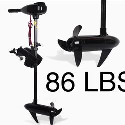 86 LBS Thrust 8 Speed Electric Outboard Trolling Motor for Fishing Boats Saltwater Transom Mounted with Adjustable Handle, 24V 30" Shaft