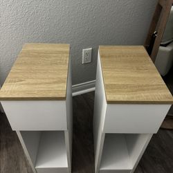 Narrow Nightstand Set of 2, Slim Bedside Tables with Drawers Suitable for Small Space, Small Side Tables Bedroom 