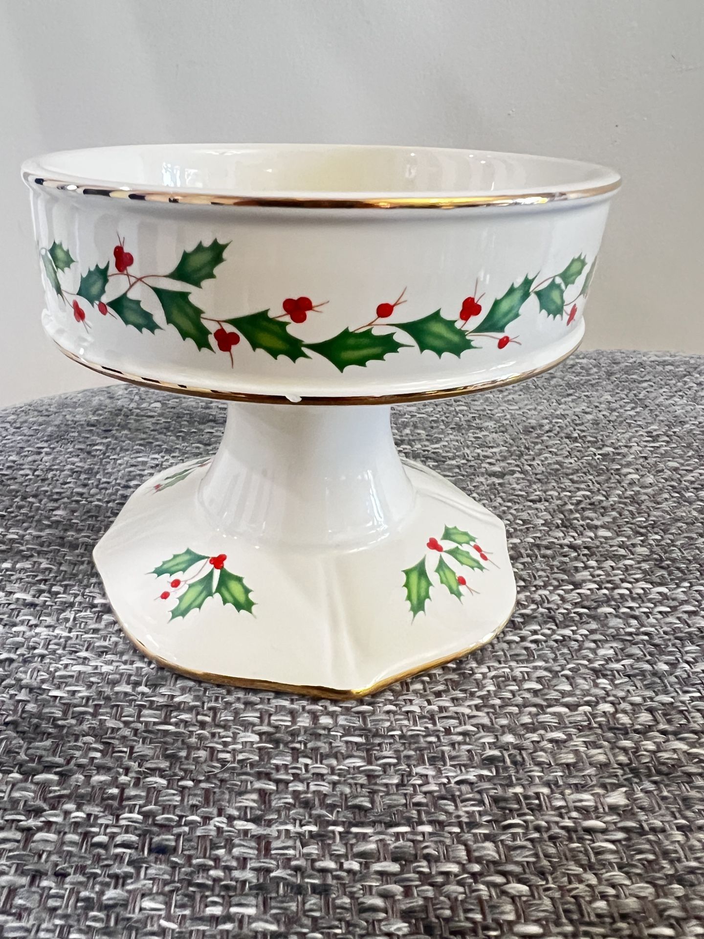 Lenox Christmas Candle Holder Gold Trim Vintage