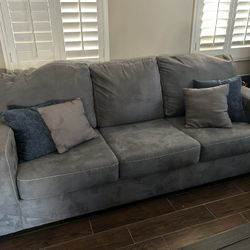 Light Blue Suede Couch/ NEED GONE ASAP