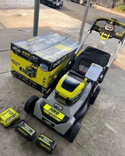 RYOBI 40V HP Brushless Whisper Series 21. in Walk Behind Self-Propelled All Wheel Drive Mower - (2) 6.0 Ah Batteries & Charger