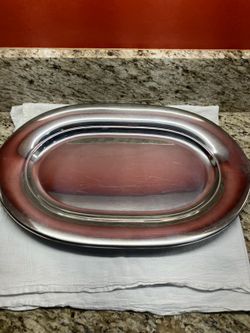  Vintage 20 “ x 12 1/2” Oval Stainless Steel Fiberware Platter, Serving Tray