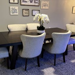 Wood Dining Table + 6 Chairs 