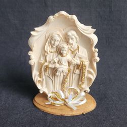 Holy Family Jesus Christ Mary Joseph Statue Figurine w/ Gold Accent Signed