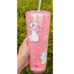 DISNEY MARIE ARISTOCAT 24 OZ TUMBLER GLITTER CUP
