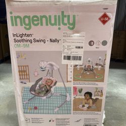 Ingenuity InLighten Soothing 5 Speed Baby Swing - Swivel Infant Seat Vibration Nally Owl 