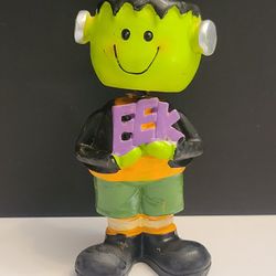 Bobble Head Halloween FRANKENSTEIN Monster Figurine Holding EEK Decoration Decor