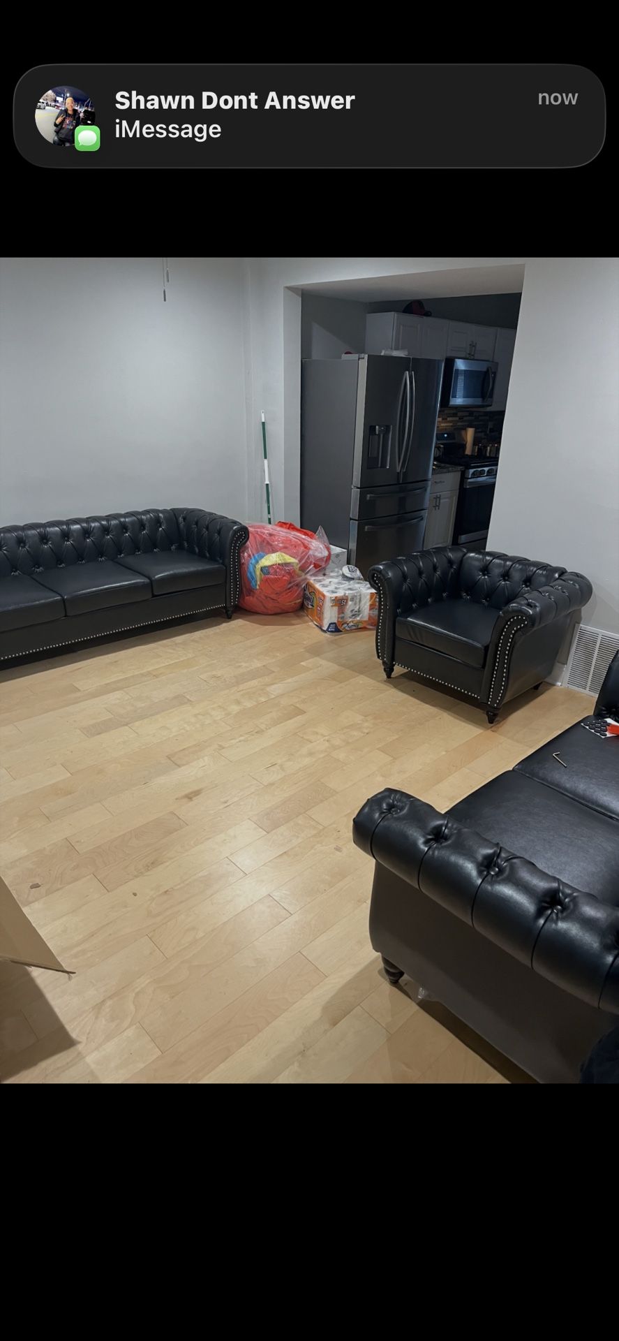 Black Leather Living room Furniture $800