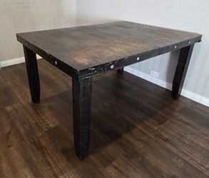 Dining Room Table, 6 chairs, extends. Dark brown