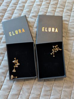 ELURA Cubic Zirconia 7 Pair Flat Back Studs Set