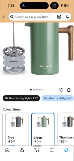 Poliviar French Press Coffee Maker – Green