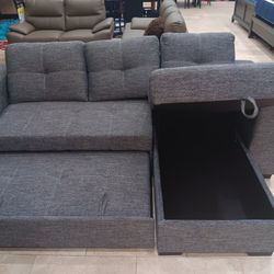 *Weekly Feature*---Monaco Adjustable Fabric Storage/Sleeper Sofa---Delivery And Financing Available🤠