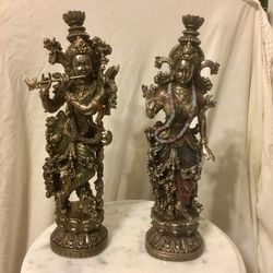 Lord Krishna and Radha - statue pair / idols