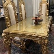 Gold Dining RoomThrone Table & Chairs 