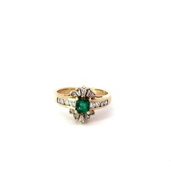 Lady’s Stone And Diamond Gold Ring 14k
