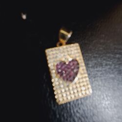 Gold Plated, Pink Heart Pendant 