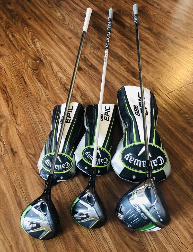 LH Callaway EPIC MAX LS 9* Driver, Callaway Epic GBB 3 & 5 Fairway woods