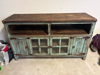 Rustic Turquoise Wooden TV Stand/Cabinet