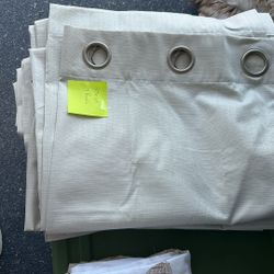 8 Panels Of Cream Colored Drapes