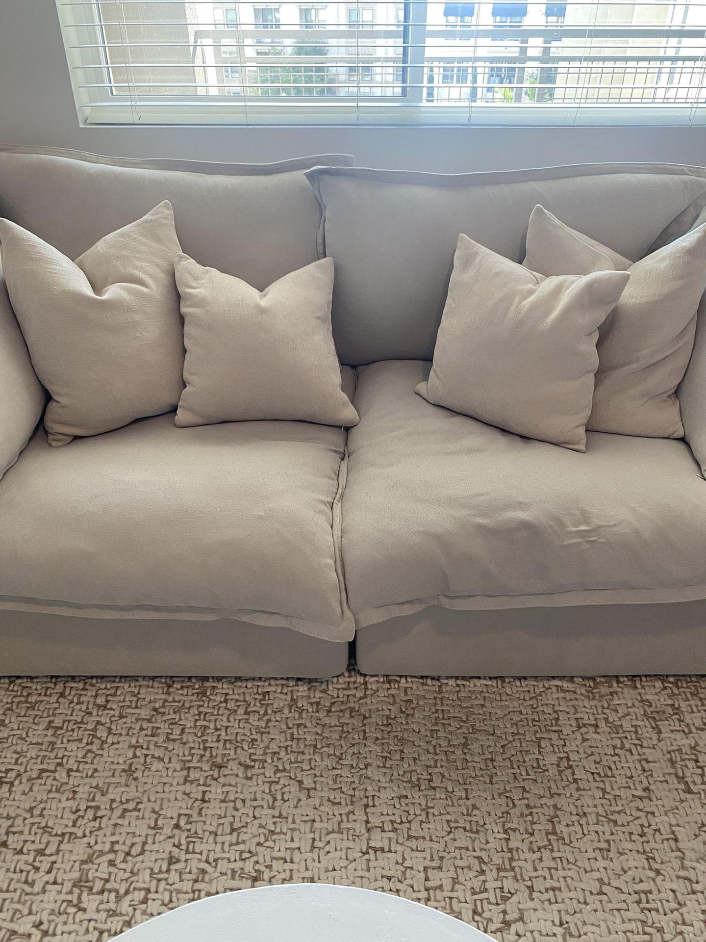 Beige Sectional Couch With Pillows