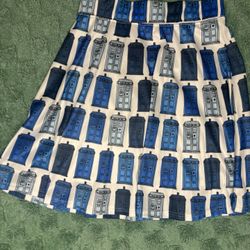 Doctor Who TARDIS Skater Skirt – Blue/White – Cute Fandom Print