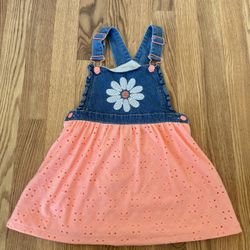 3T Denim Floral Jumper Overall Dress Girls Size 3T. Summer, Spring.
