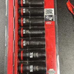 Milwaukee SHOCKWAVE Impact Duty 1/2 in. Drive SAE Deep Well Impact Socket Set (9-Piece)